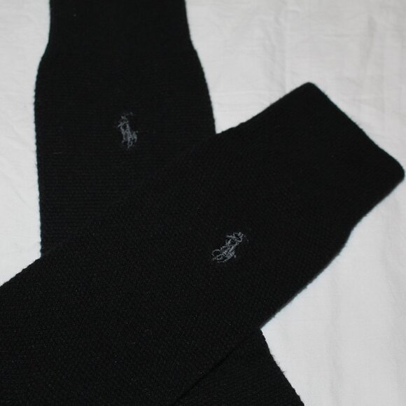 Polo Ralph Lauren Men’s 3-Set Solid Black Textured Polo Pony Dress Socks - Picture 2 of 11